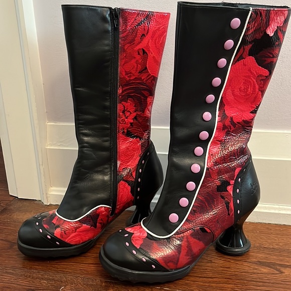 Rare 🔥🔥Size 8 pink and red John Fluevog limited Ed. mini babycake boots 🔥🔥 - Picture 3 of 8